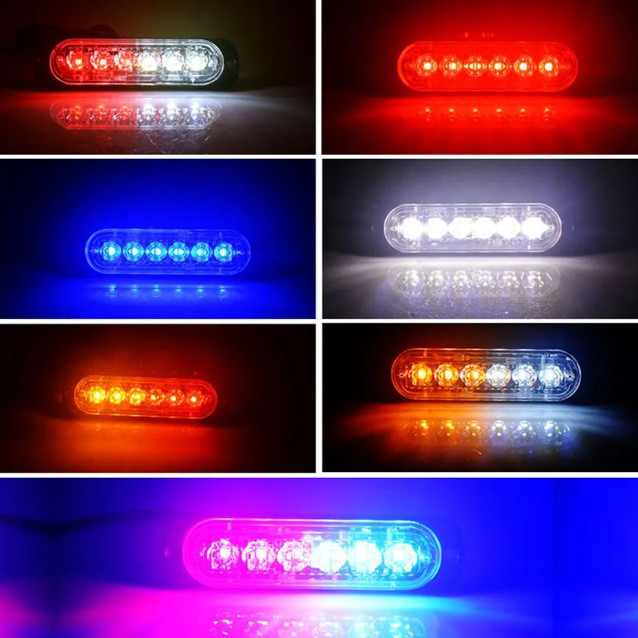 6 LED Strobe Light Truck Warning Lights 12-24v Universal Emergency LED Light For Car SUV Vehicle Motorcycle