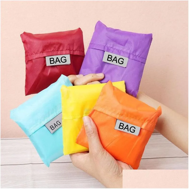 Storage Bags Foldable Usable Shop Bag Convenient Storage Handbag Eco Friendly Grocery Nylon Large Portable Retice Originality Pure Col Dhhfy