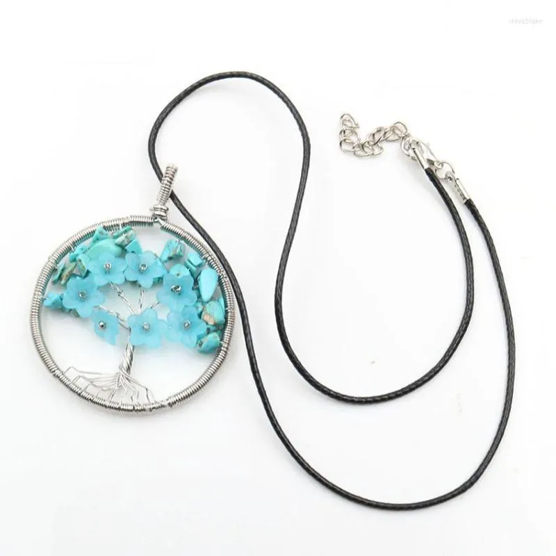 Подвесные ожерелья xsm Древо жизненного цепочка для женщин натуральные бусинки камни гравийные чипсы