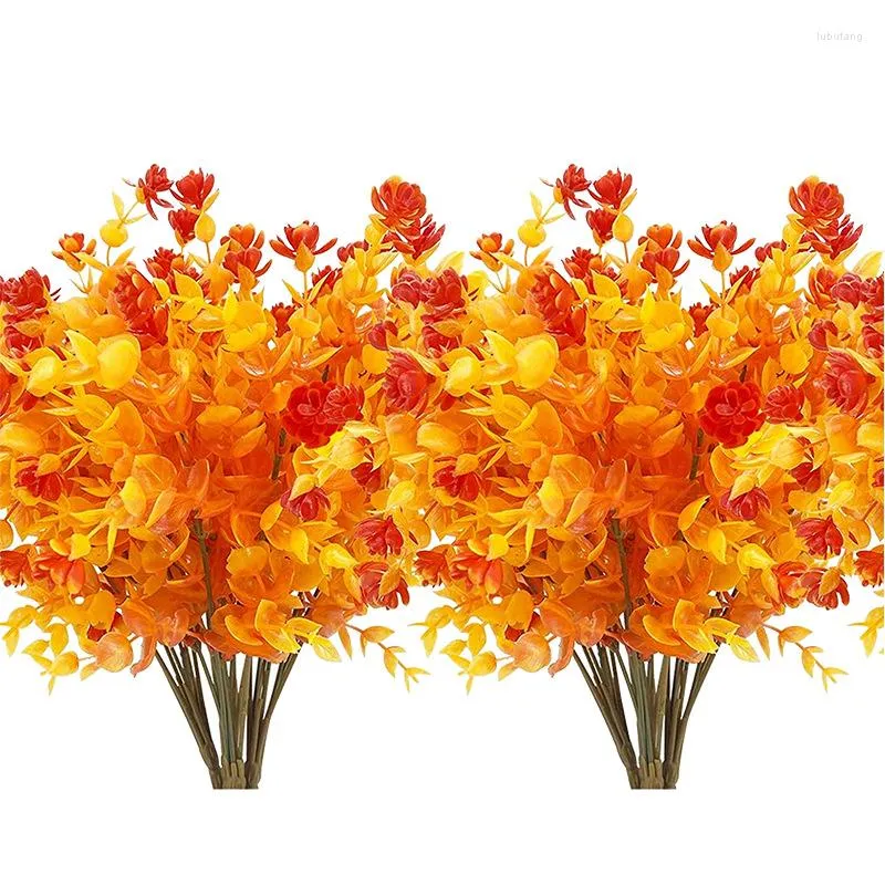 Decoratieve bloemen kunstmatige UV-resistente planten thuiskantoor tuin accessoires nep gras (donker oranje) plant voor kamer en ontmoeting decor