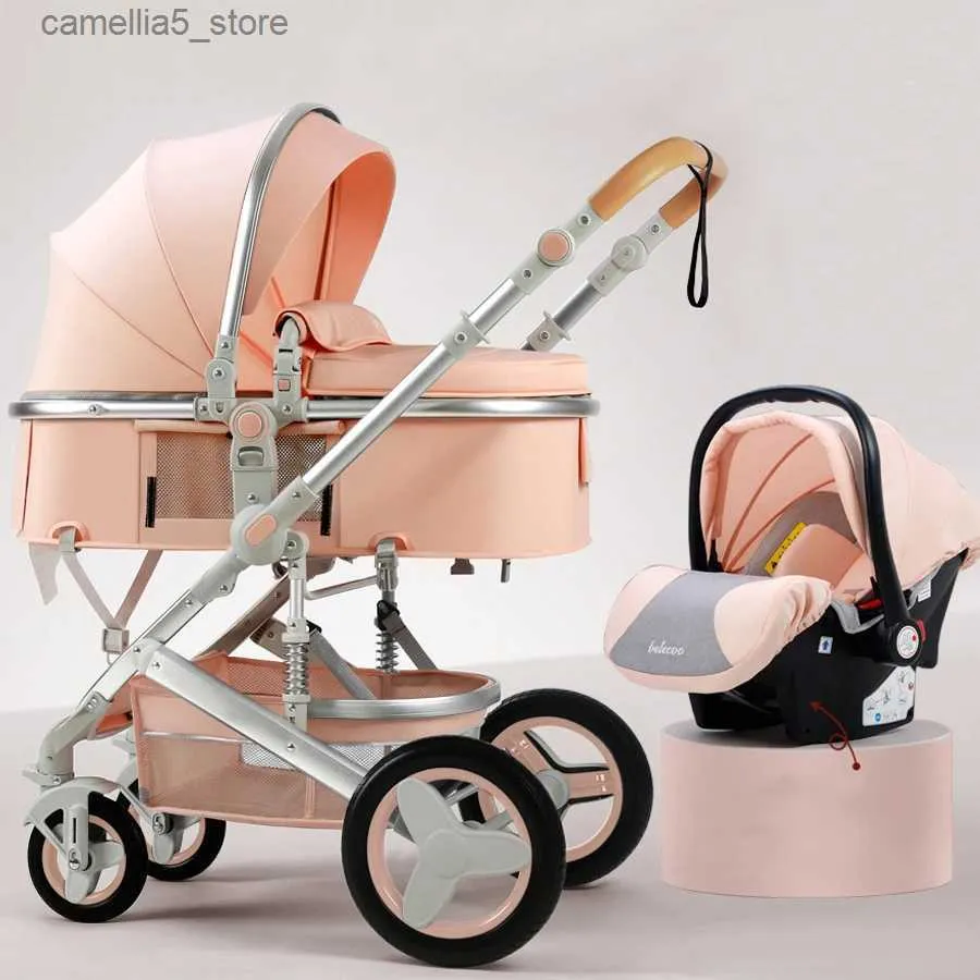 DHgate 3 in 1 Baby Stroller High Landscape Stroller with Reclining Seat Two way Foldable Baby Bassinet Puchair Newborn Q231116 Baby Kids Maternity