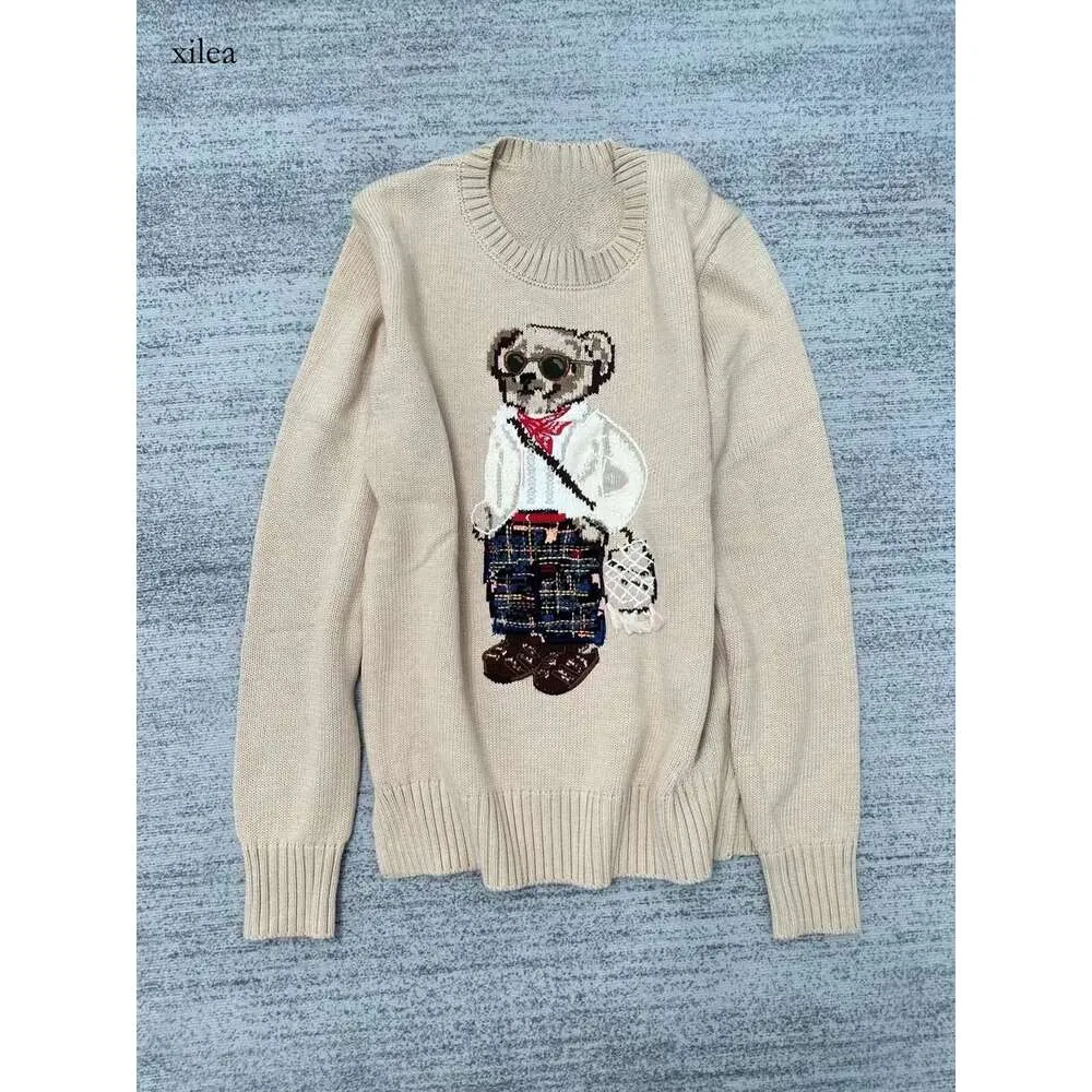 Pulls pour hommes 2023 Nouveau dessin animé RL Bear Femmes Automne Hiver Broderie Pull à manches longues Pull tricoté Pull en laine de coton C1