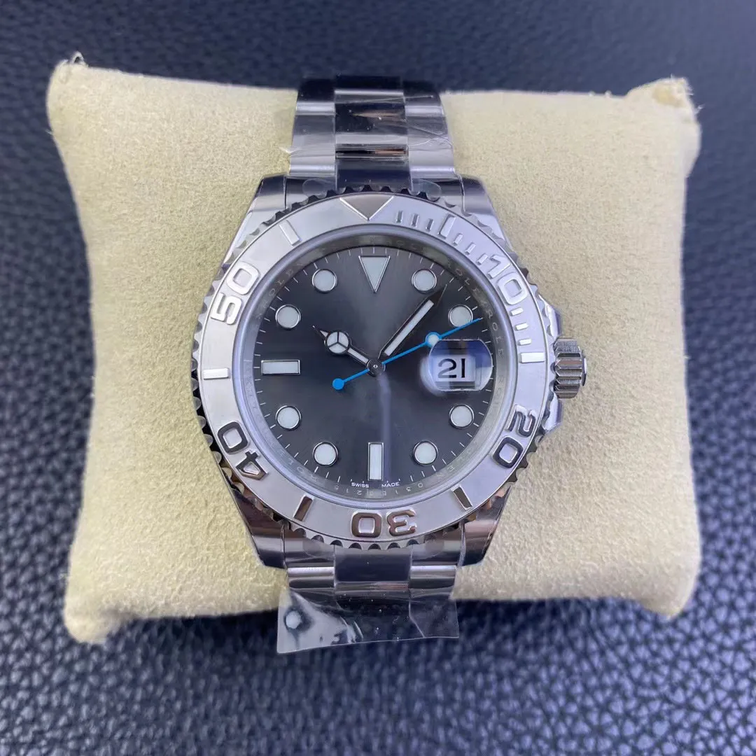 Mens Yacht Luxury Dive Watch, 40mm Grey Plated Platinum Dial, 3235 