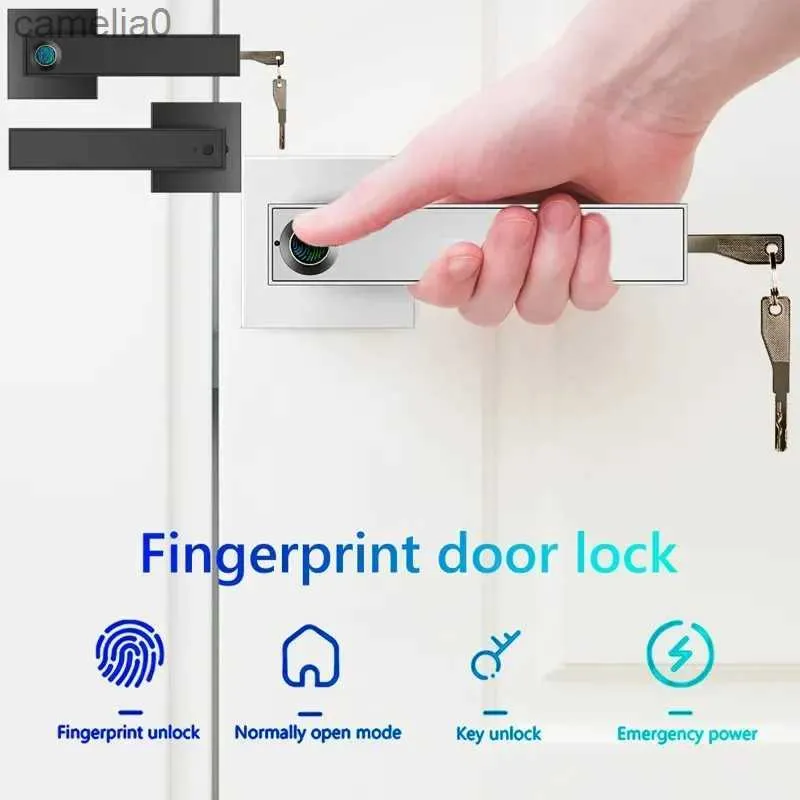 Smart Lock FingerPrint Lösenordsdörrlås med Tuya Electronic Smart Lock Digital Door Security Biometric Handle Lock For Bedroom Apartmentl231116