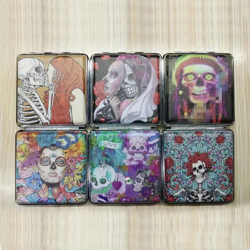 cigarette case cover 1pc Customized Engraved Metal Case, Portable Sliding Slim Cigarette Box, Crush-Proof & Moisture-Proof Smoking Accessories, Father's Day/Mother's Day/Valentine's Day Gift, Birthday No need to find lighters everywhere Gothic Style Skull Cigarette Case