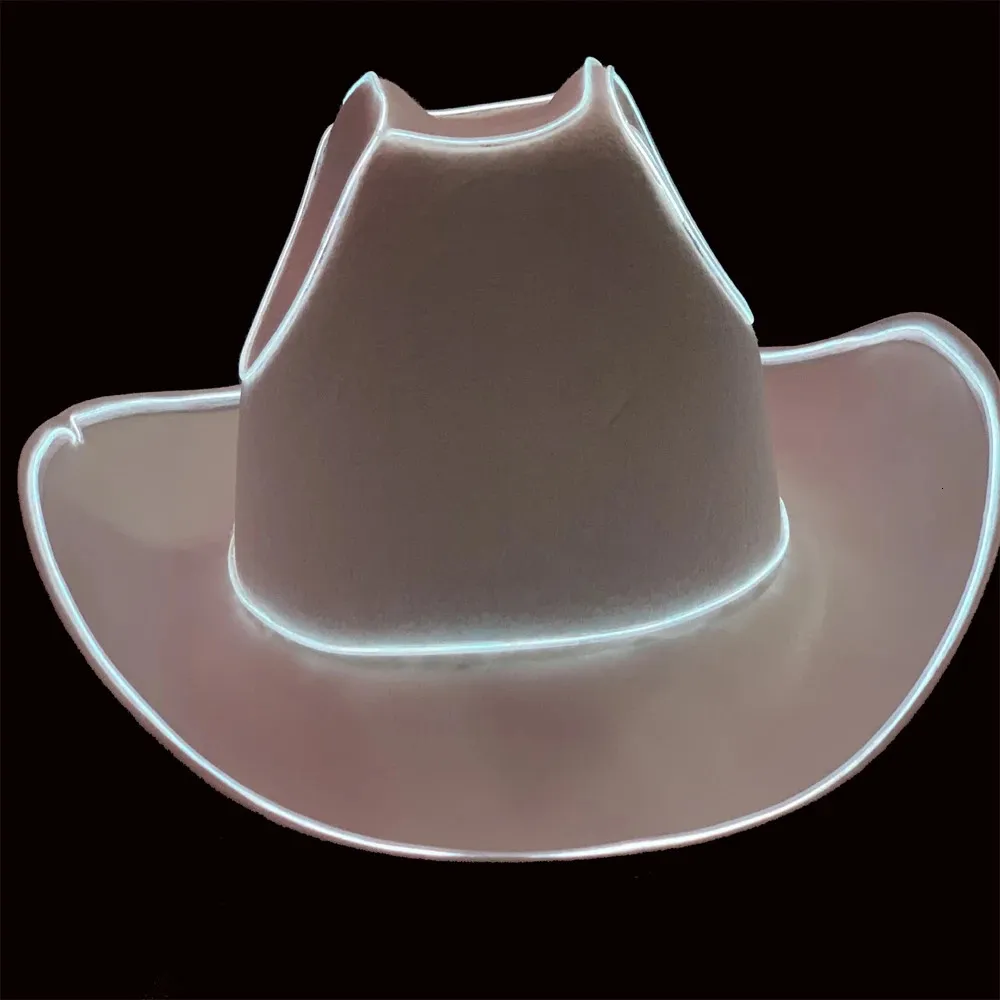 Sombreros de ala ancha Sombreros de cubo Sombrero de vaquero LED Sombrero luminoso intermitente Sombrero LED Luces parpadeantes intermitentes Sombrero de vaquera Sombrero de novia LED Boda de Navidad Luz fría Y2k 231116