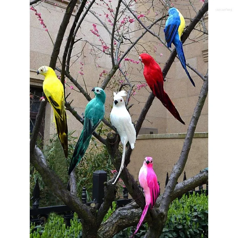 Estatuetas decorativas de 25/35 cm de simulação artesanal Parrot Parrot Creative Feather Lawn Ornament Ornament Animal Bird Garden Prop Decoration