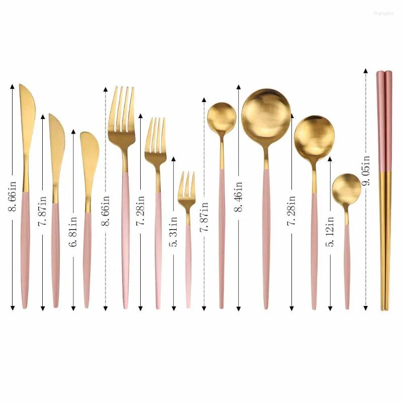 Dinnerware Sets Tea Spoon Dinner Fork Dessert Knife Powder Gold Stainless Steel Kitchen Accessories Wedding Cutlery Western Tableware