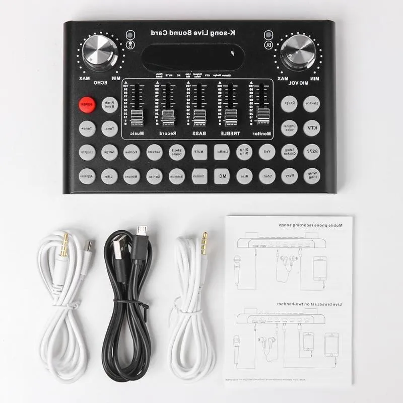 Freeshipping DC5V 1A K-Song Studio Audio Mixer Mikrofon Webcast Unterhaltung Streamer Live Soundkarte für Telefon Computer PC Npcua