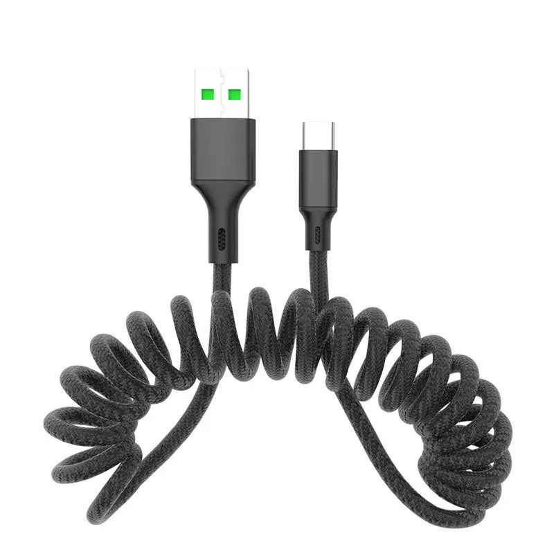 Telefon kabel danych USB Zaneleble 5A Super szybkie ładowanie Spring Pleciony typ Cable kabla Ładowarka C dla Huawei Xiaomi Samsung