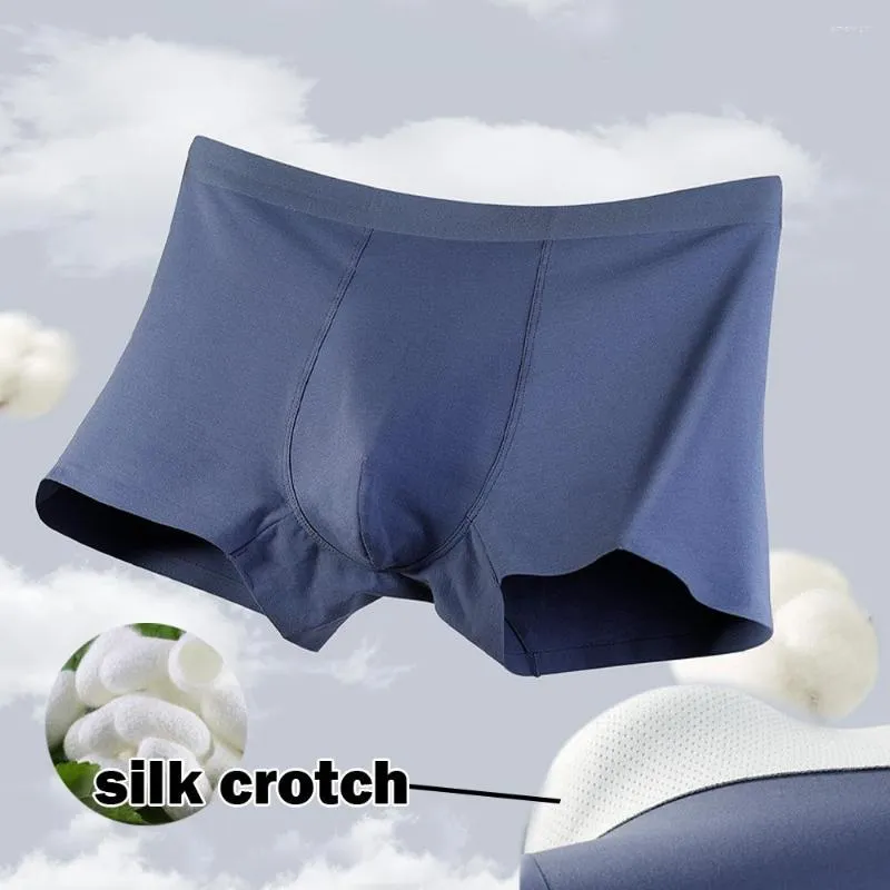 Underbyxor Silk Crotch och Pima Cotton Natural Feeling Boxer Border Mens underkläder Soft With Comfortflex midjeband Brand Pack Bokserki Men