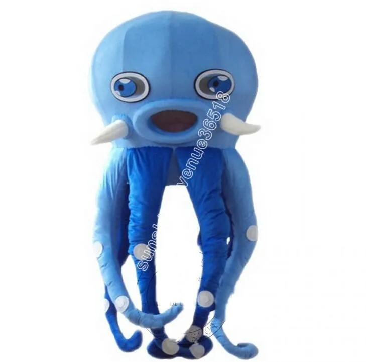 Christmas Blue Octopus Mascot Costume Cartoon Thème du personnage Carnaval Unisexe Taille Halloween Party Birthday Fancy Outdoor Tenue pour hommes Femmes