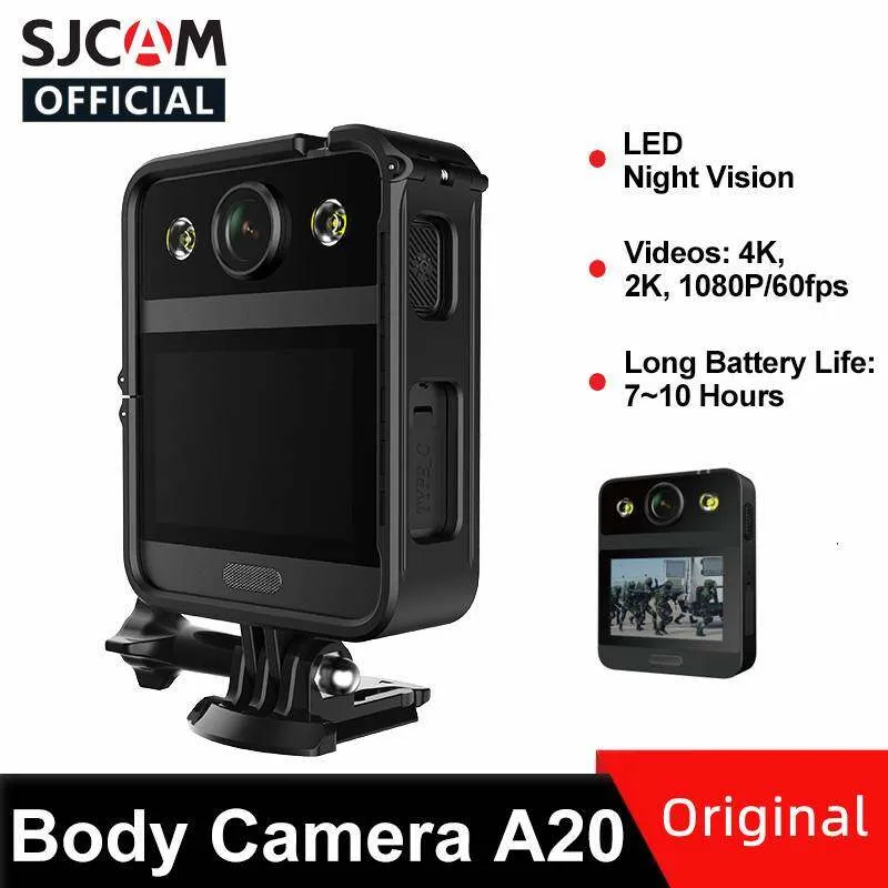 오리지널 SJCAM A20 바디 카메라 2.33 "전면 터치 스크린 4K Wi -Fi Gyro 166 광각 10m LED 램프 법 집행 기록기