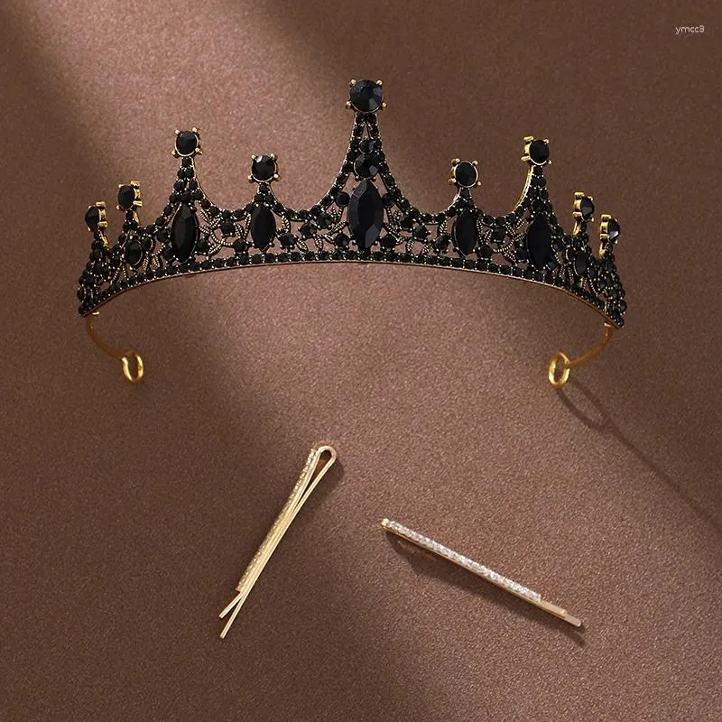 Fermagli per capelli Una classica tiara gotica di colore nero piena di atmosfera oscura progettata per la festa di compleanno delle donne (con due clip)