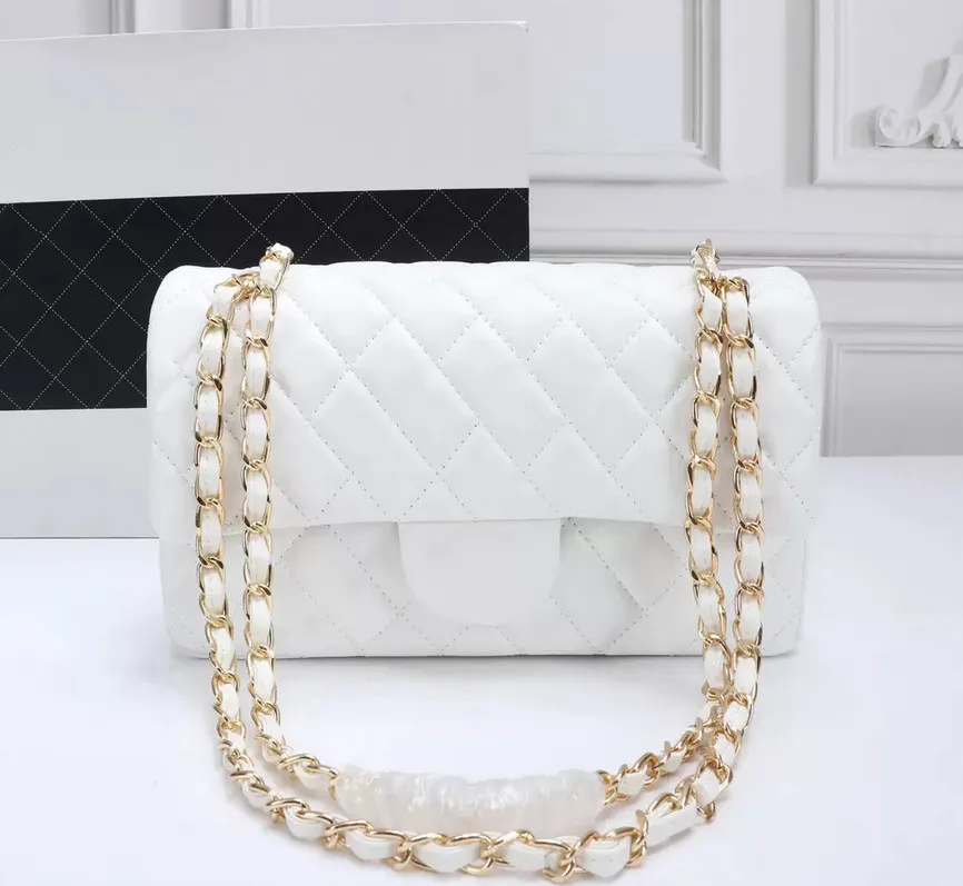 新しいデザイナーハンドバッグクラシックダブルフラップラムスキンキャビアフラップバッグレディショルダーゴールドチェーンバッグ財布レザーファッションポシェット女性高級ハンドバッグ