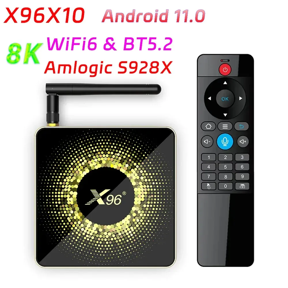 X96 X10 AMLOGIC S928X TV Box 8GB RAM 64GB ROM Suporte 8K USB3.0 WIFI6 BT1000M LAN GOOGLE VOIGH Set Set Top Box Media Player Player Player Player Player Player Player Player Player Player