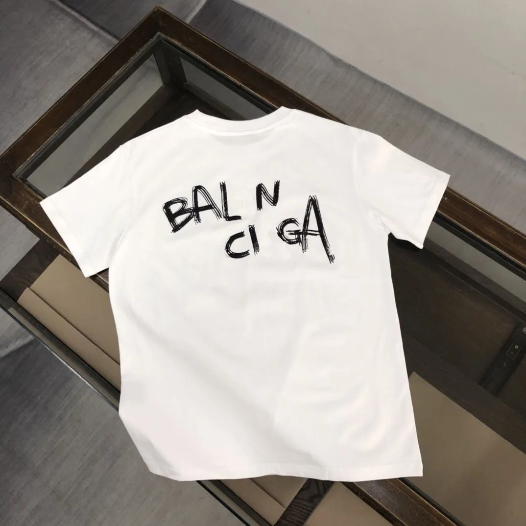 Heren T shirts Nieuwe Heren T shirt Zwart en Wit Designer Borst Klassiek Alfanumerieke cijfers Direct Spray Mode Heren en Dames Oversized Korte mouw