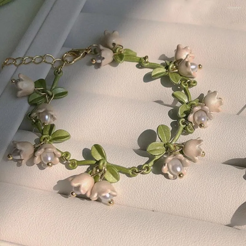 Очаровательные браслеты белые цветочные листовые модные браслет модного браслета