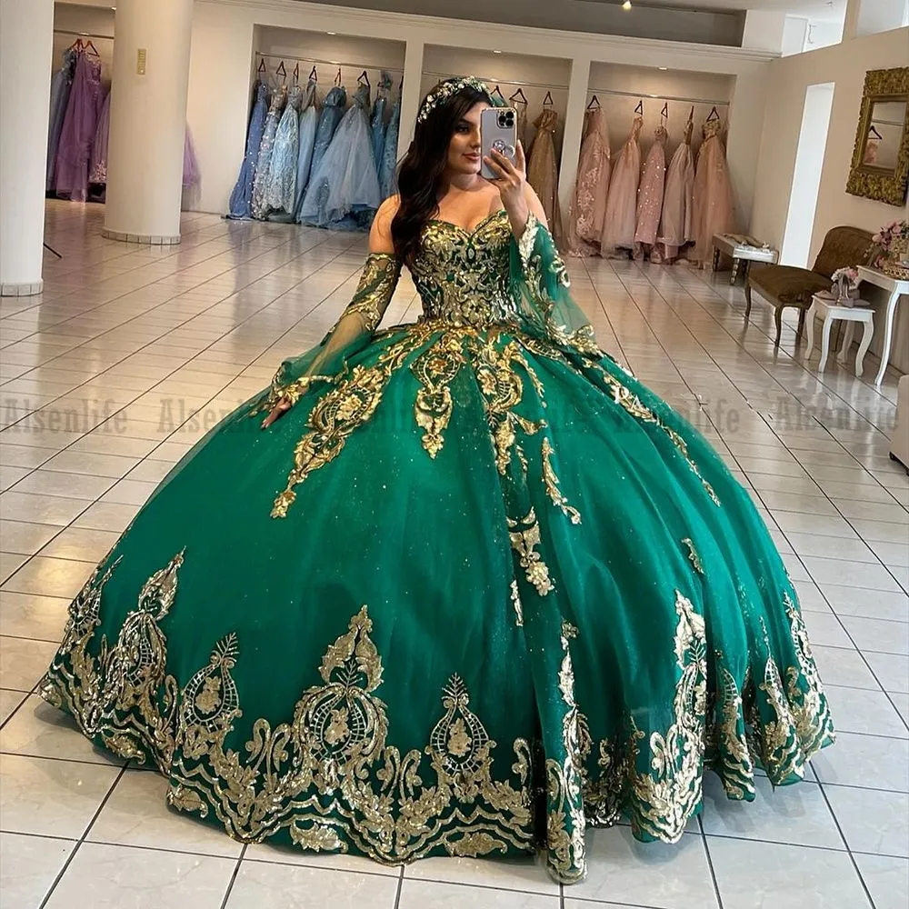 dark green quinceanera dresses