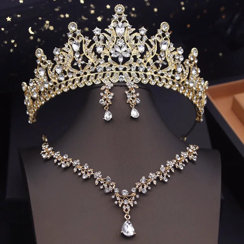 Bröllopsmycken set Royal Queen Tiaras Bridal Evening Crown Choker Halsband Klänning Prom Costume Accessory Bride 231116