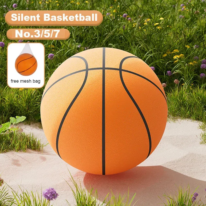 Ballon De Basket Silencieux Taille 3/5/7 – Mousse Insonorisée 2 DB, Sans Gonflage, Panier Inclus – Intérieur Enfants Adultes