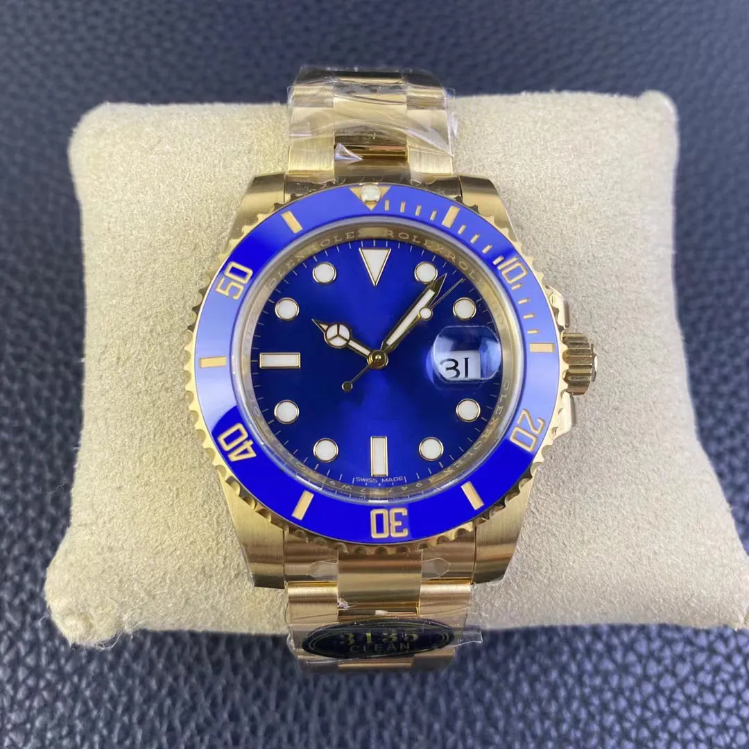 Clean m116618 Luxury Watch SUB Blue Dive All-Inclusive 18K interGold Dandong 3135 Mechanical movement 40mm 904L Steel Business Tuhai favorite one