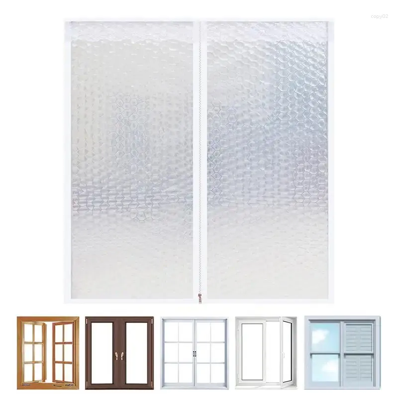 Curtain Window Insulation Kit Heat Resistant Door Film Insulator With Zipper 100x80cm Translucent