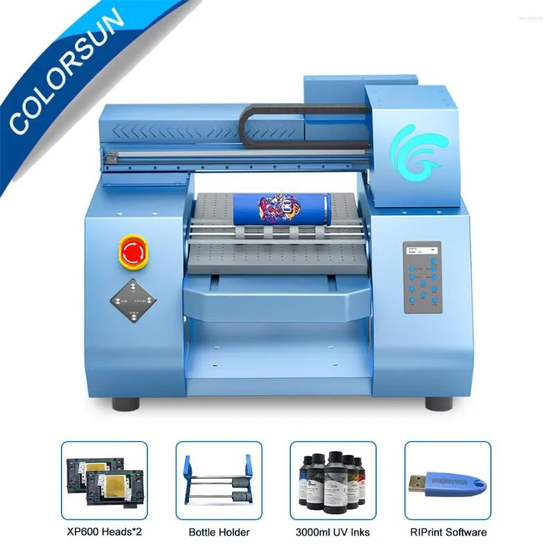 Colorsun UV Printer A3 Flatbed for XP600 طباعة آلة الهاتف زجاجة الخشب المعدني