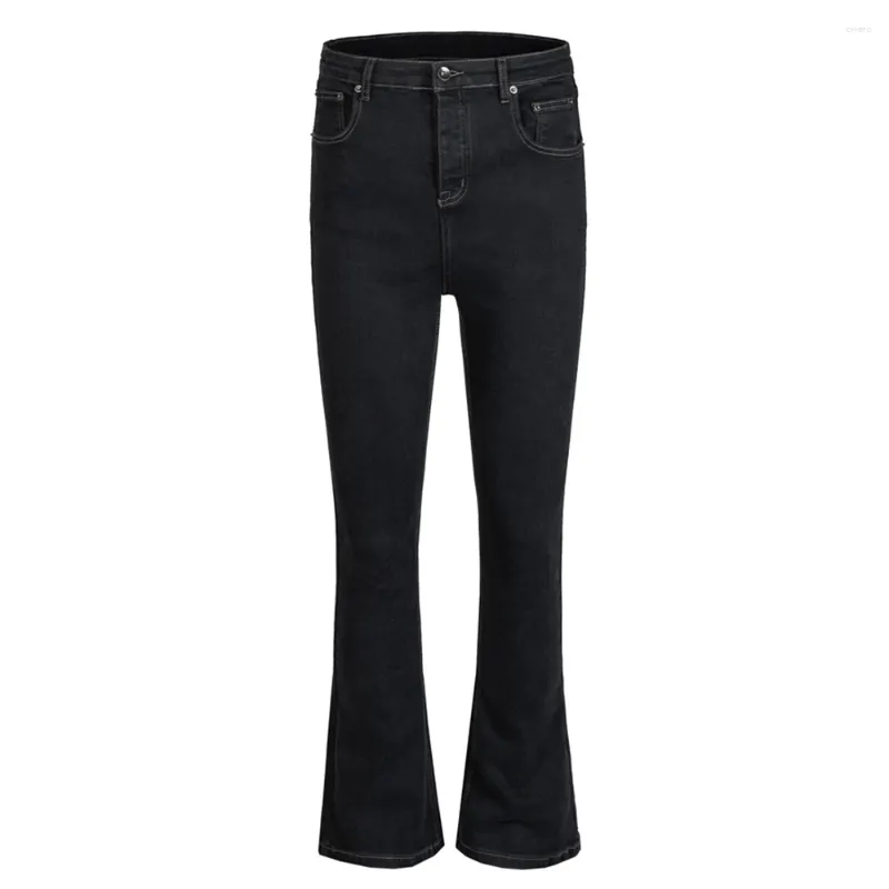 Jeans da uomo Tinta unita Materiale spandex Pantaloni skinny svasati da uomo in denim nero
