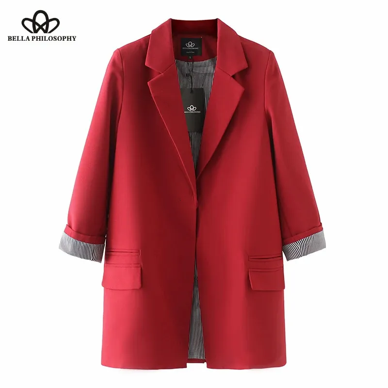 Womens Suits Blazers Bella Spring Women Full Sleeves Casual Blazer Ladies Plus Size Outwears Single Breasted Long Jacket 231115