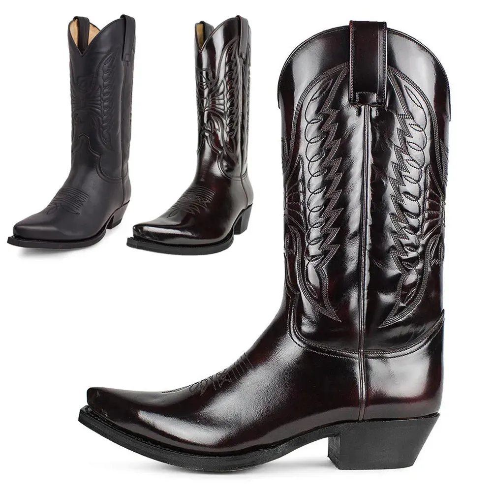 Buty Men Western Cowboy Boots Winter Skórzane buty haftowe wysokie buty para butów lekki wygodny w rozmiarze plus 35-482024 231116