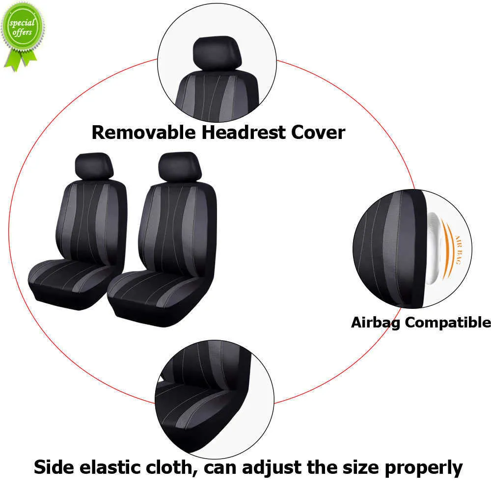 2023 Upgrade-Sitzbezüge für Auto-Leder-Set, universell, schwarz und grau, Sandtuch, passend für die meisten SUV-LKW-Vans