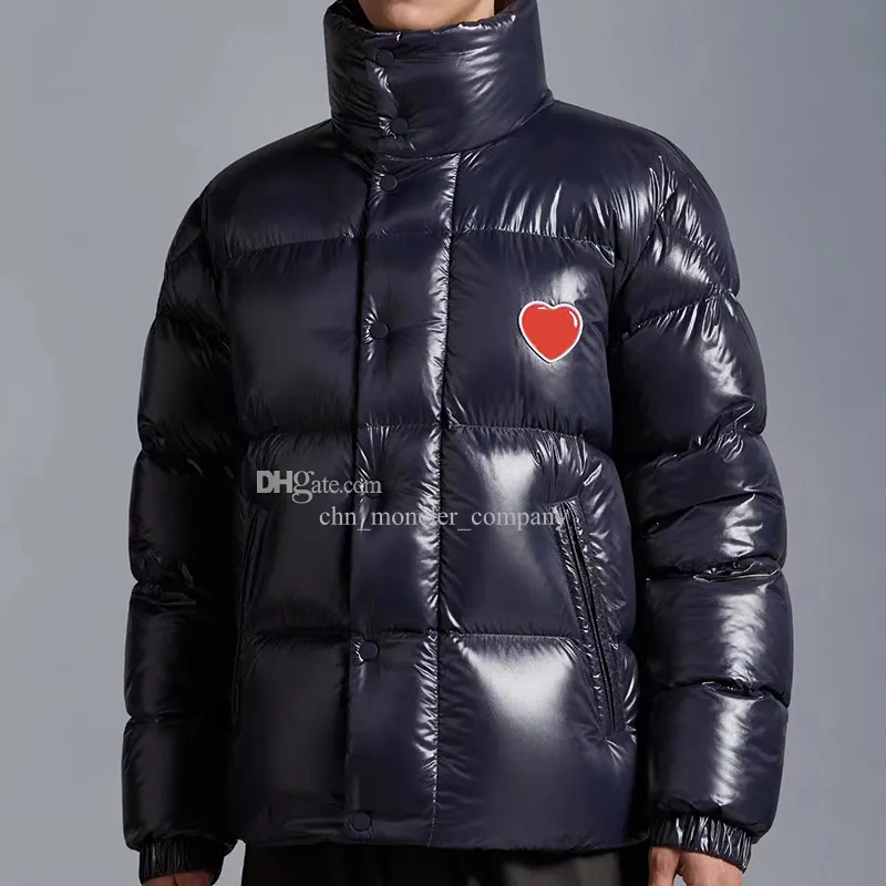 Peito coração bordado para baixo jaqueta das mulheres dos homens moda gola puffer amantes casaco casal para baixo jaqueta tamanho 1--5