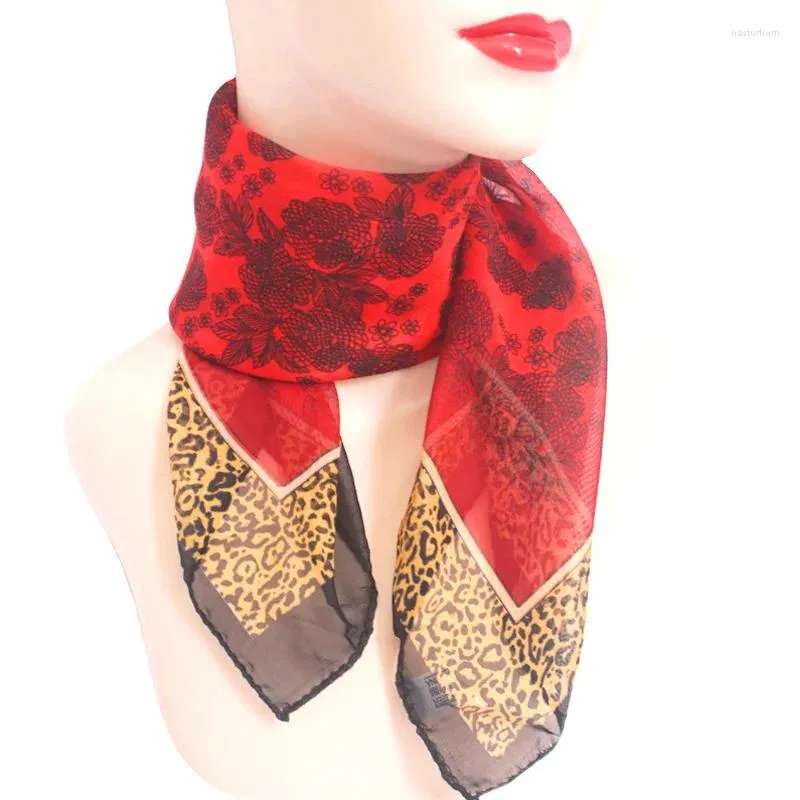 Scarves Fashion 65x65cm Women Multifunction Print Silk Scarf Neckerchief Elegant Trendy Casual Satin Small Square Wraps Thin