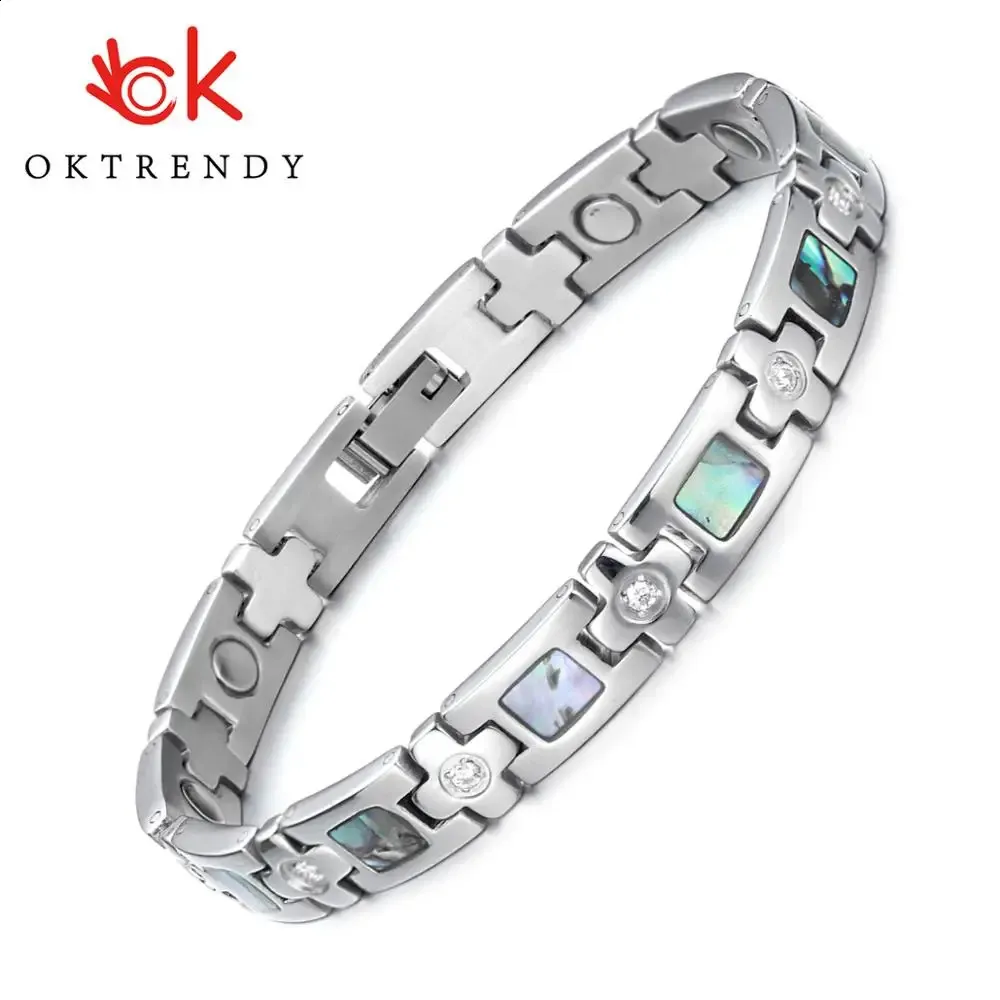 Cuff Magnetic Stainless Steel Link Chain Charm Magnetic Germanium Far Infrared Bracelet For Women Fashion Femme Bangles Jewelry 231116