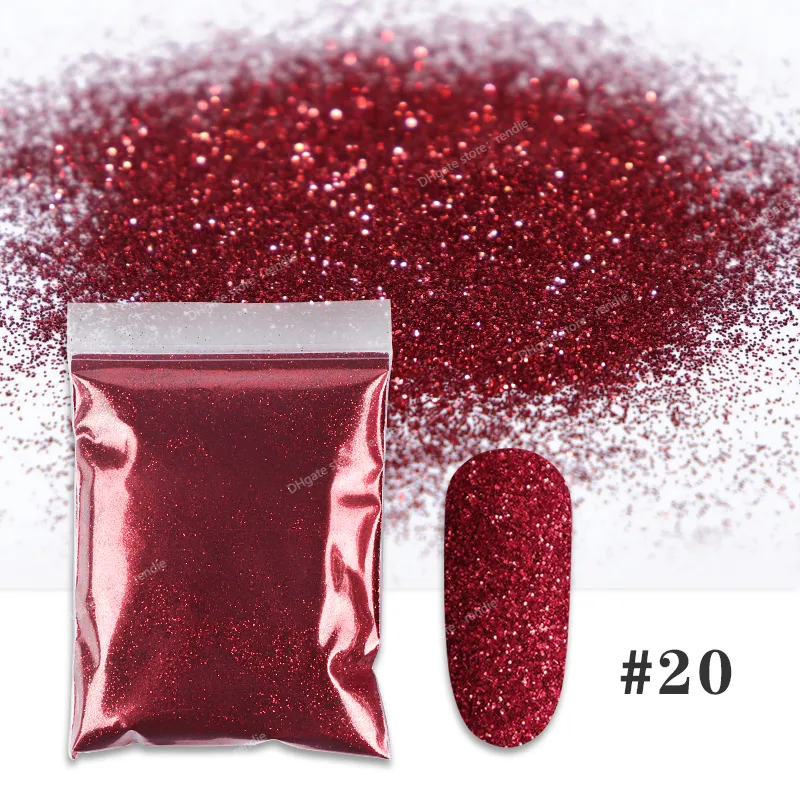 10 g/borsa polvere per unghie rosso scuro lucido stampa sulle unghie glitter polvere di pigmenti di colore luccicanti per smalto per manicure UV design fai da te nail artstrumenti per nail art glitter per unghie