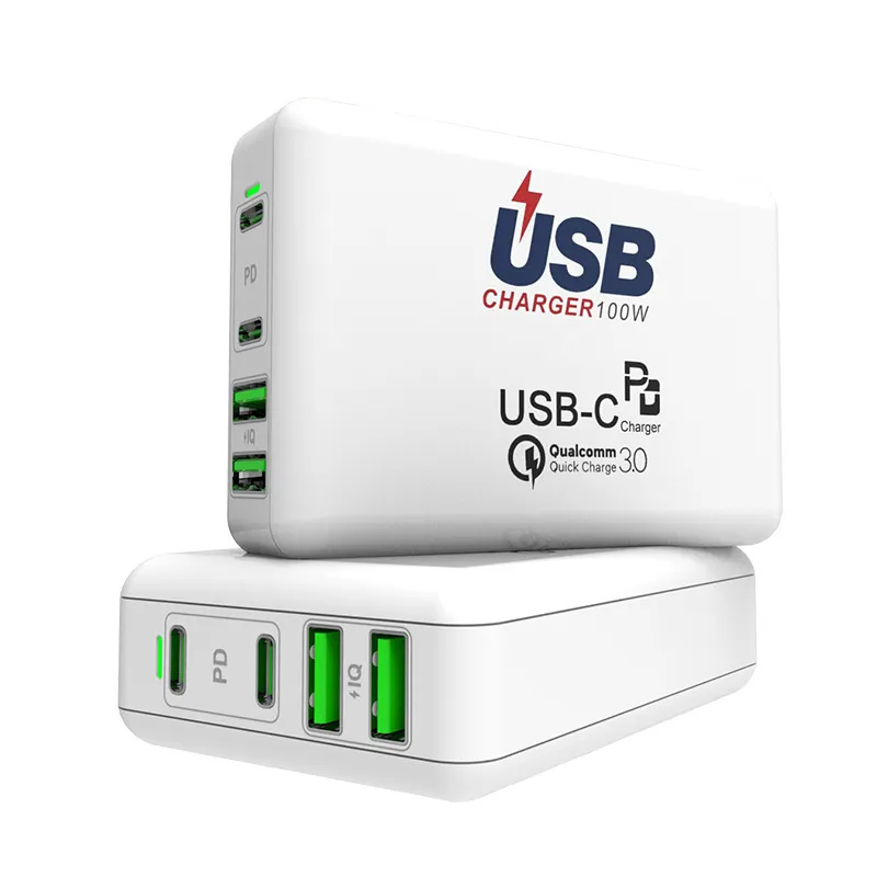 100W 4ポートファーストクイック充電EU US US UK AC HOME TRAVEL PD USB-C WALL CHARGER POWERADAPTERS FOR iPhone