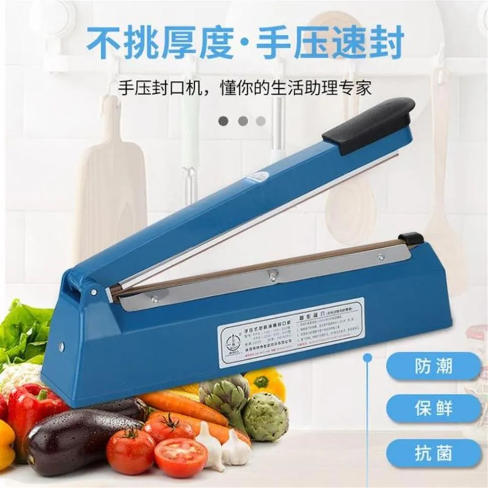 220V 10 Inch Metal Heat Sealing Machine Hand Impulse Manual Sealer Closer Bag Packing Tools Automatic Sealer1221G