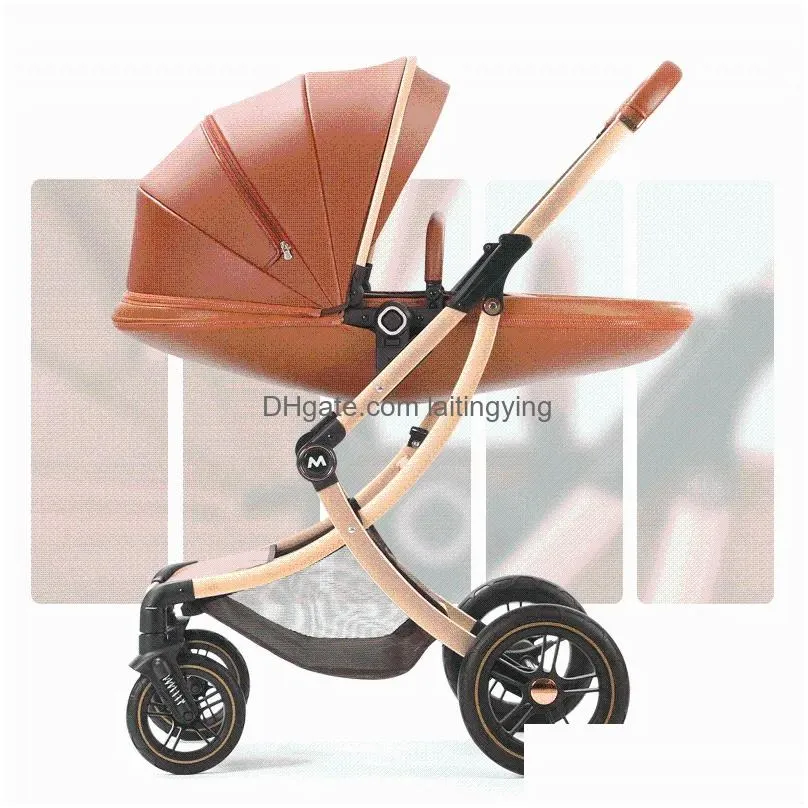 strollers luxury baby stroller 3 in 1 carriage with car seat eggshell born leather high landscapestrollers05