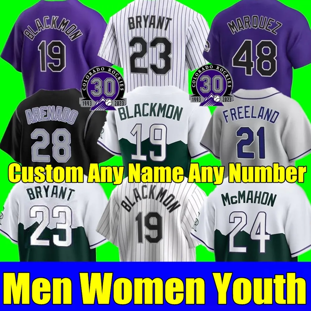 S-4XL 2023 Custom Kris Bryant Jersey Wilson Randal Colorado Grichuk Connor Joe Charlie Blackmon Todd Helton Larry Walker Jose Iglesias Ryan McMahon Rockies C. J. Cron