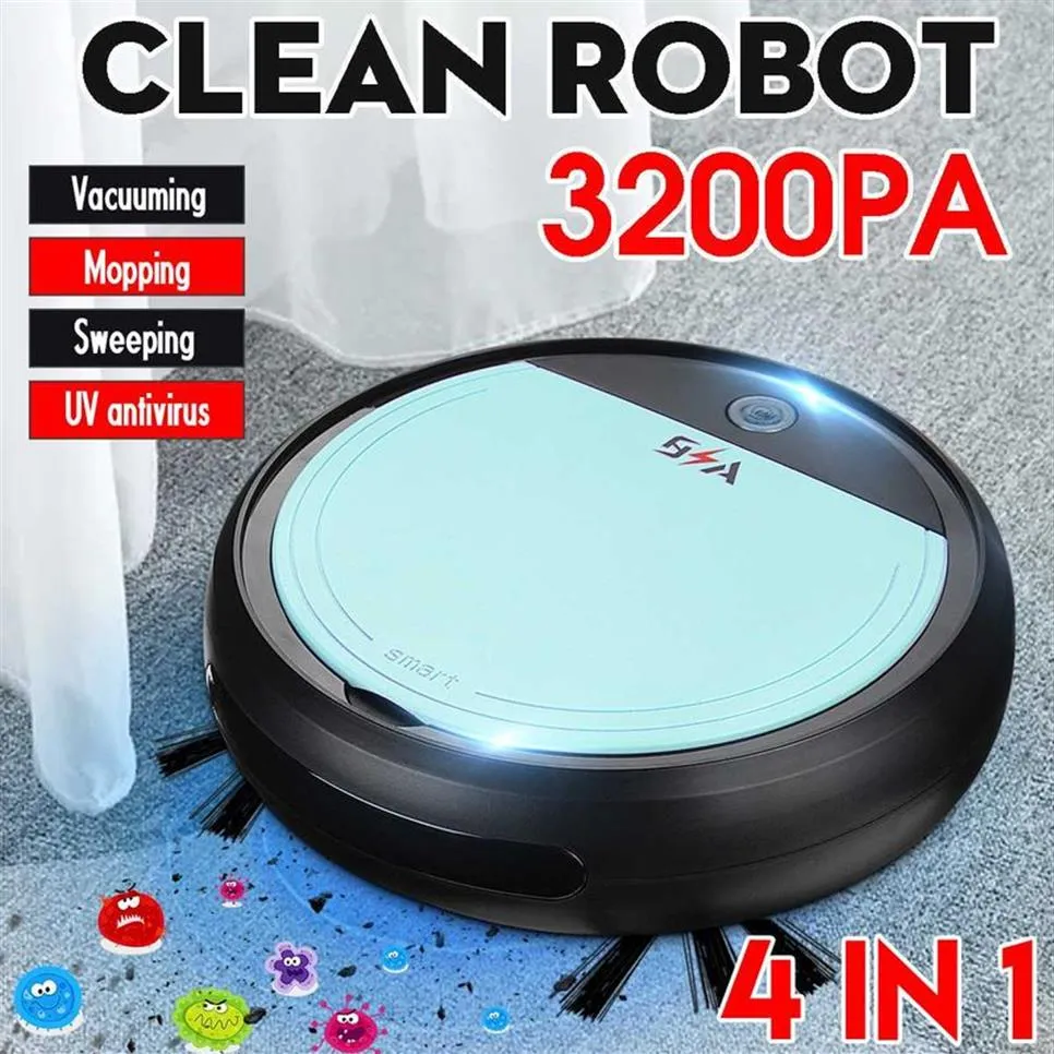 2019 Robot inteligente recargable 4 en 1 3200pa USB Auto Robot de barrido inteligente esterilizador UV barredora de succión fuerte aspiradoras 293f