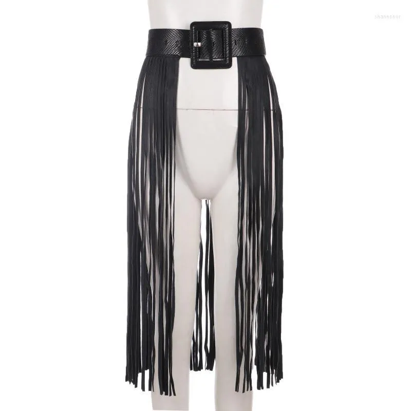 Leather fringe belt skirt sale