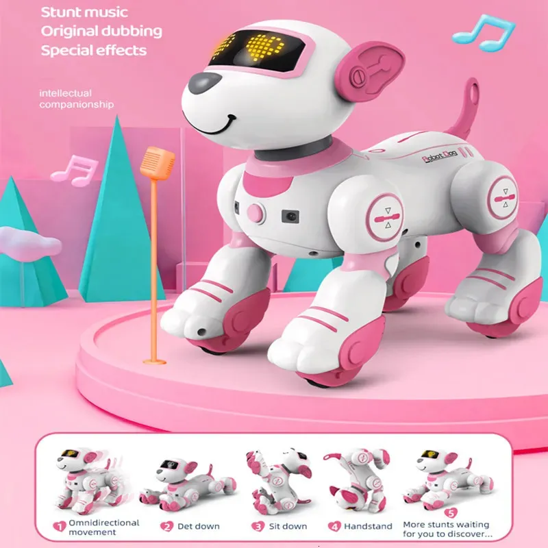 Animali elettrici RC RC Robot Elettronico Cane Acrobazia Camminare Danza Giocattolo Tocco intelligente Telecomando Animale domestico elettrico per giocattoli per bambini 231117