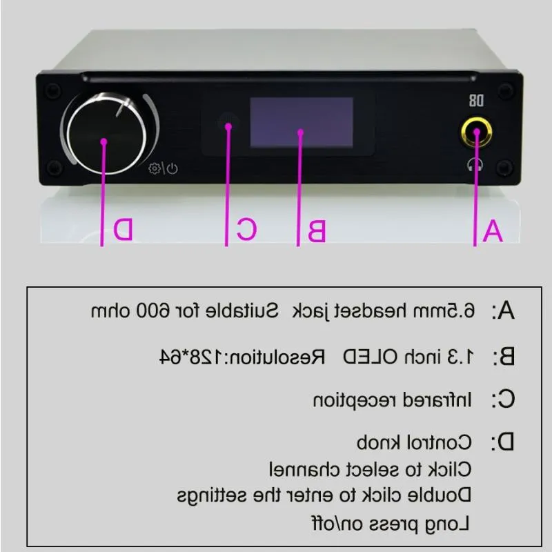 Freeshipping D8 D Sınıfı Güçlü Kulaklık Ana Dijital Amplifikatör Ses DAC USB HIFI Amplifikatörler 80W XMOS PCM2704 Optik Giriş AMP URJMK