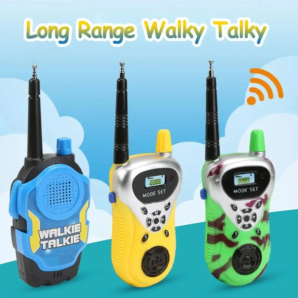 Telefones de brinquedo 2pcs portáteis crianças walkie talkies eletrônicos de longo alcance walky talky 231117