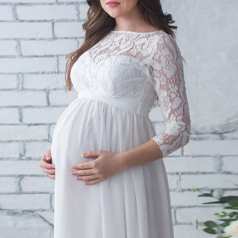 knee length dresses for ladies Long Sleeve Maternity Maxi Dress Wine / XX-Large