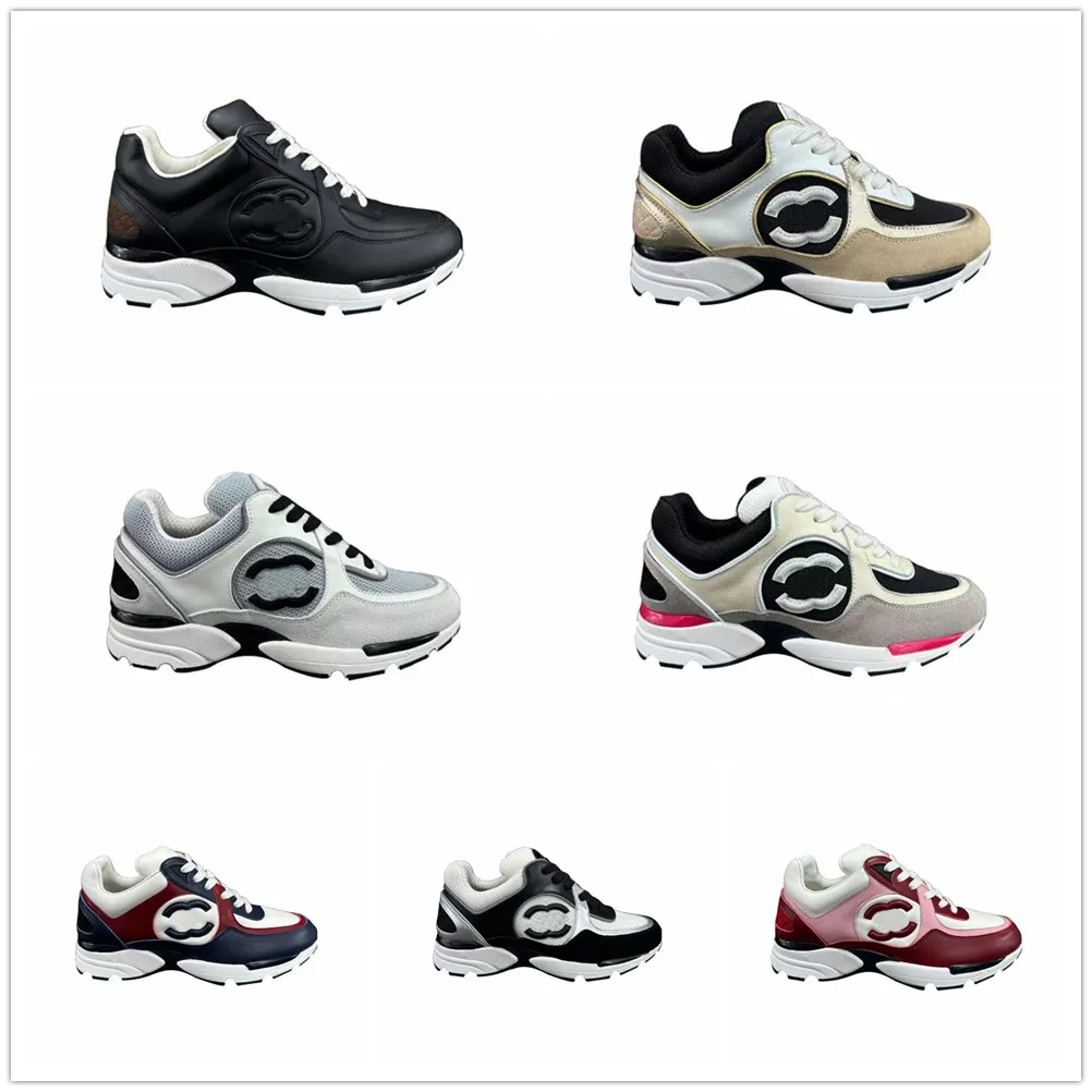 قناة مصممة للأحذية العلامة التجارية غير الرسمية أحذية غير رسمية للسيدات الثلاثي بالأبيض والأسود من جلد الغزال المزعوم في الهواء الطلق أحذية رياضية للسيدات بحجم 35-42 مربع