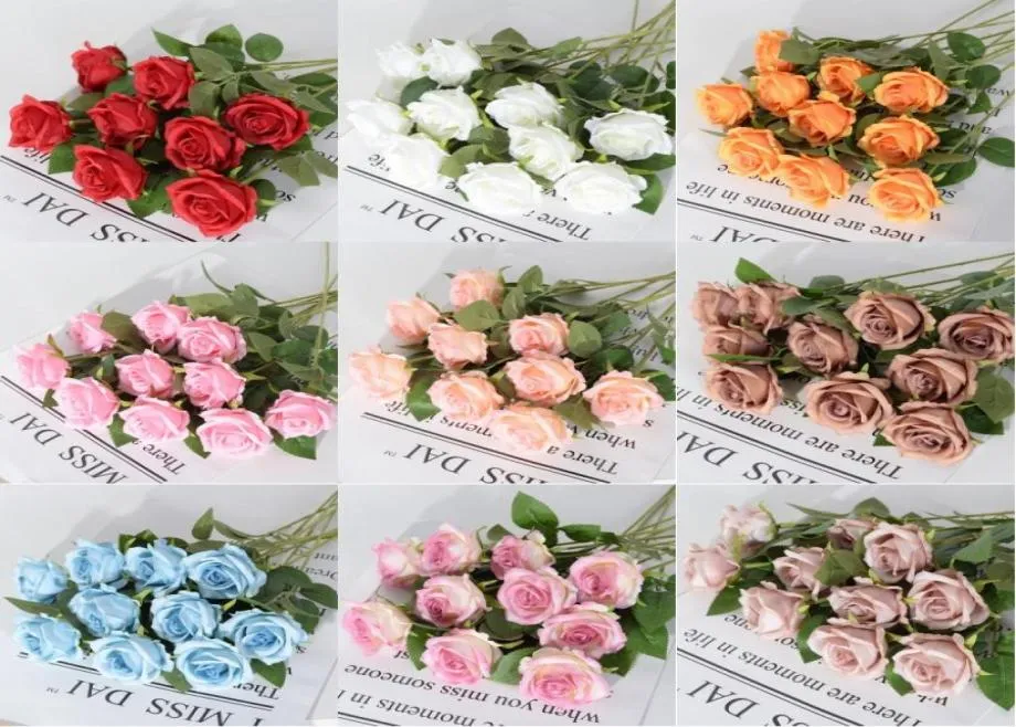 단일 줄기 장미 꽃 빨간 분홍색 자주색 파란색 발렌타인 웨딩 중심 장식 제안 약혼 기념일 가정 장식 9788930