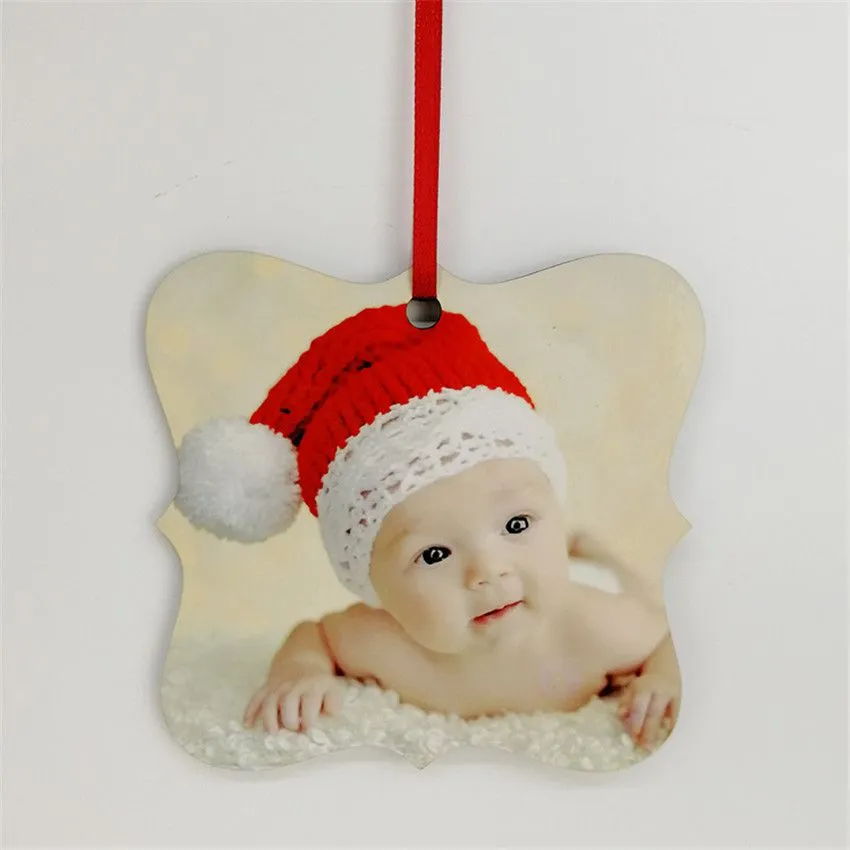 Sublimation Christmas Pendant Festive Party Wooden Heat Transfer Printing MDF Ornaments Decorations for DIY Lover A03