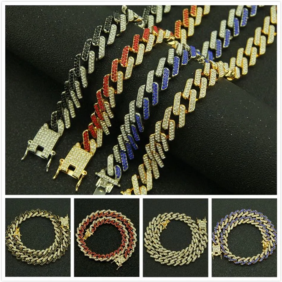 13mm 10 färger Personlig guldsilver hiphop bling diamant kubansk länkkedja halsband för män miami rappare bijoux mens kedjor je250f